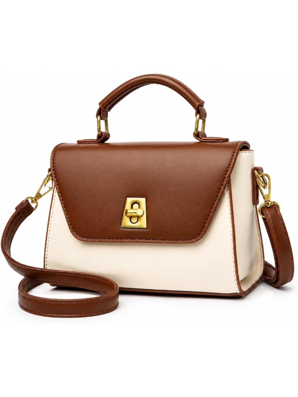 Stylish PU Leather Crossbody Bag for Women, Adjustable Strap, Top Handle Satchel